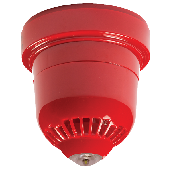 Wireless sounder/beacon, ceiling mount with battery pack, red, clear flash